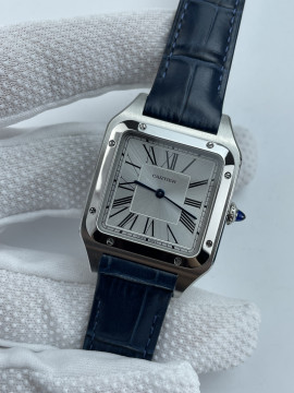 (준비완료/특급배송)NO.3464/AF공장 산토스31MM 실버다이얼 블루악어가죽스트랩